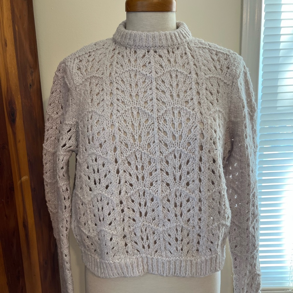 Vero Moda Cream Pointelle Knit Crew neck Sweater